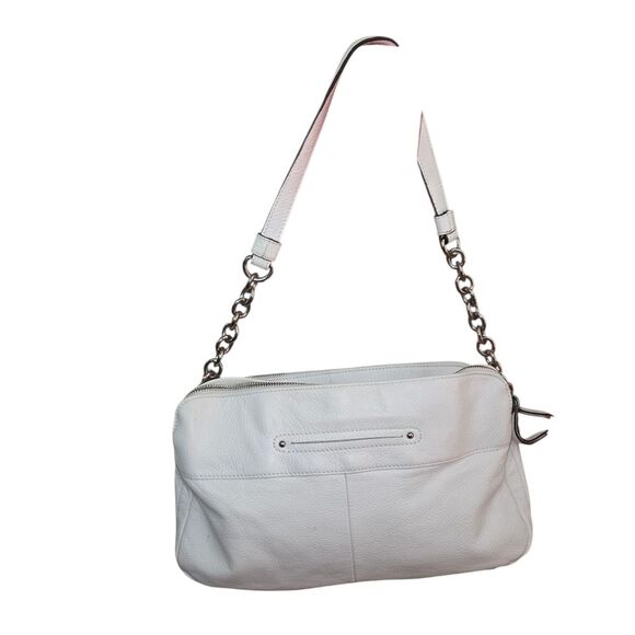 B. Makowsky Vintage White Pebble  Leather Shoulder Bag Purse - Picture 2 of 16